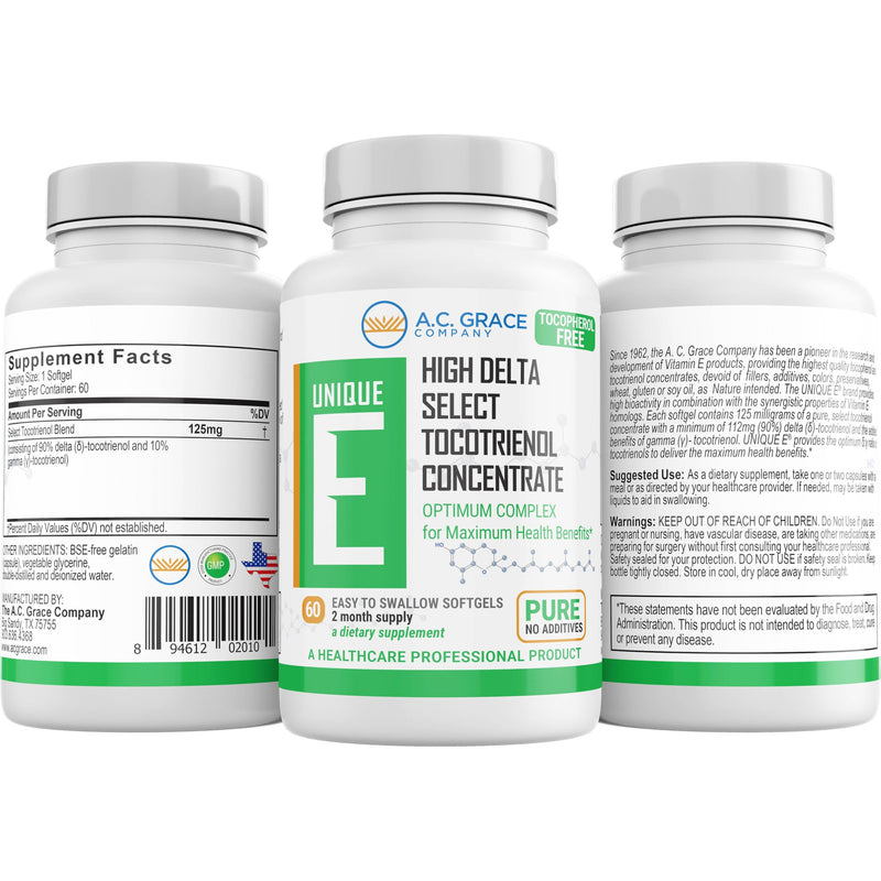 [Australia] - A.C. Grace Company, Unique E Tocotrienols - Tocopherol Free Softgels, 60 Count 