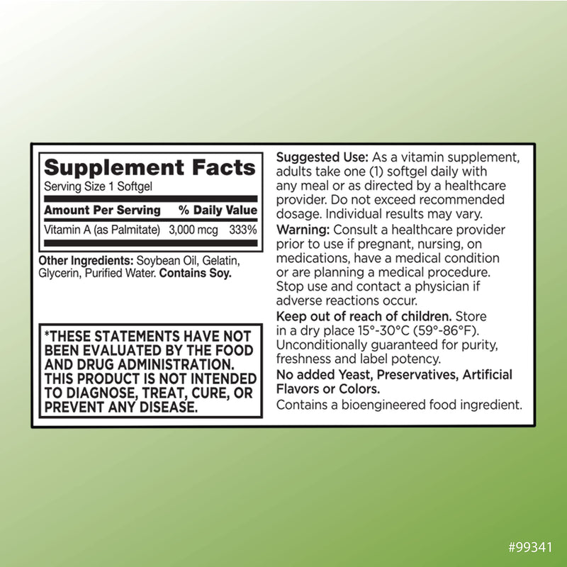 [Australia] - Quality Choice Vitamin A 3,000 mcg (10,000 IU) Softgels. Supports Immune System, Vision, and Bone Function. High Potency Palmitate Formula 100 Softgels 1 