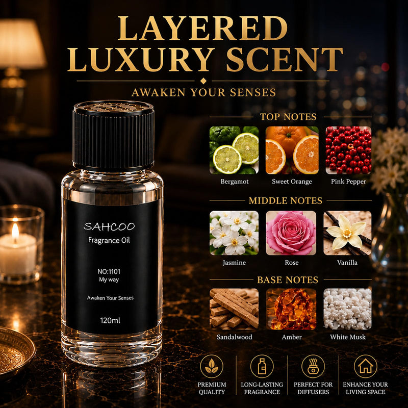Hotel Diffuser Oil, Hotel Scent Fragrance Oil for Cold Air and Waterless Diffusers, 120 ml, Premium Aroma Oil for Home, Hotel, Office and Bedroom (No.101 My Way) No.101 My Way