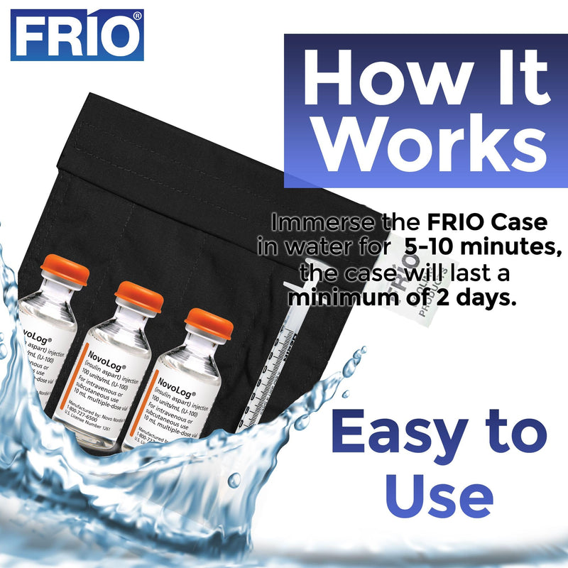 FRIO Small Medication Cooling Wallet - 45+ Hours of Stress Free Insulin Cooler - No Ice On The Go Travel Case Black