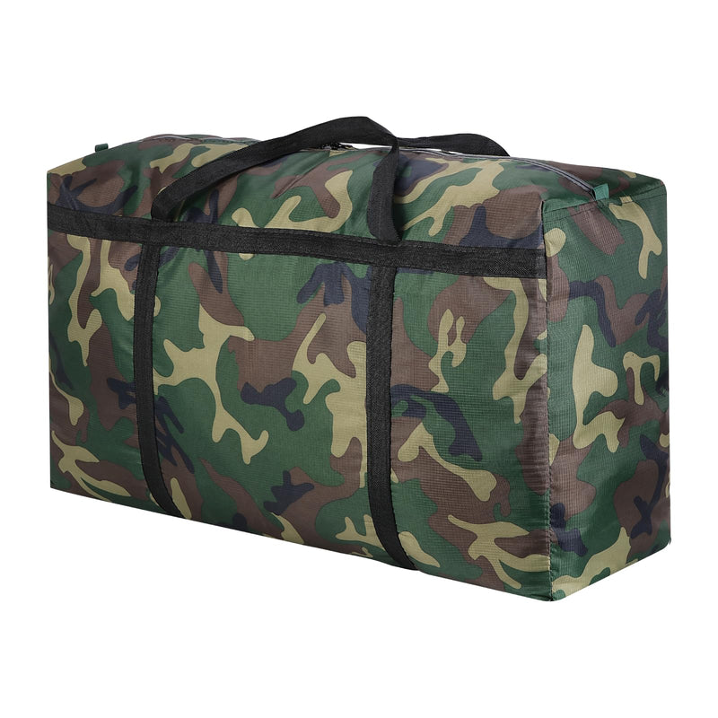 2-Pack Camo 26 Gal Extra Large Foldable Duffle Bags | Camouflage, heavy-duty, reinforced handles, metal zippers & water-resistant Oxford, ideal for travel, storage & moving