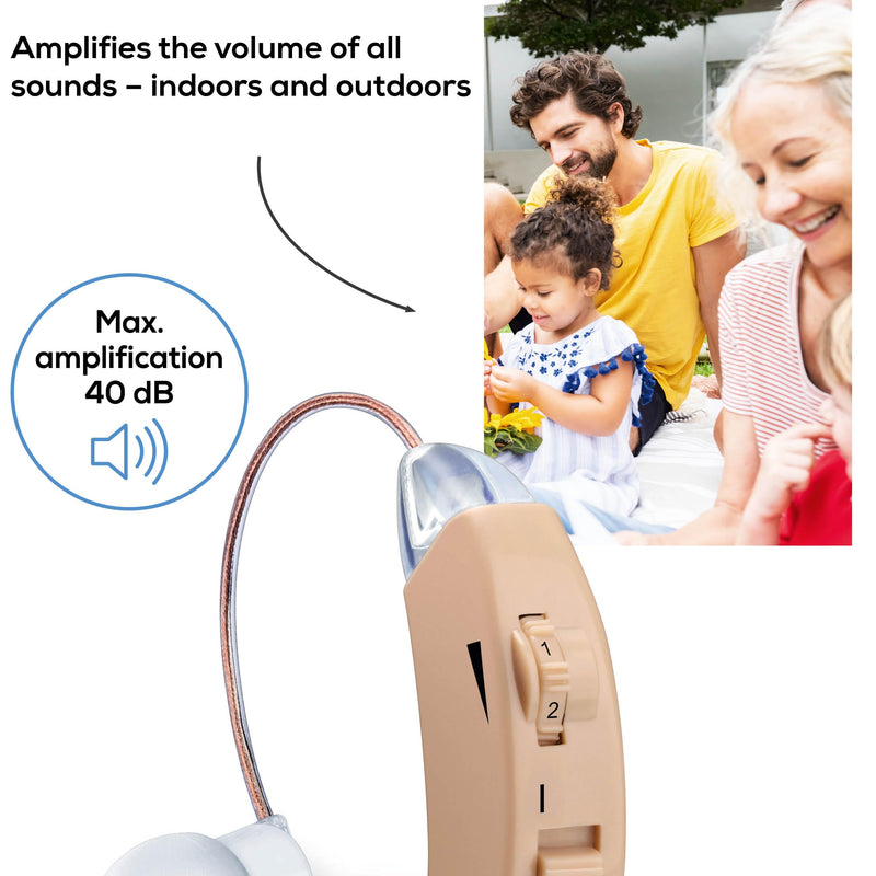 Beurer HA50 Hearing Amplifier | Amplifies the volume of sound for restricted hearing abilities | Barely visible behind the ear | Wide frequency range | Continuously variable volume