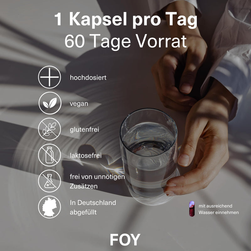 [Australia] - FOY® Vitality Astaxanthin vegan + Vitamin D3 + K2 + E (antioxidant) + MCT oil for high bioavailability - 60 high-dose premium capsules, laboratory tested 