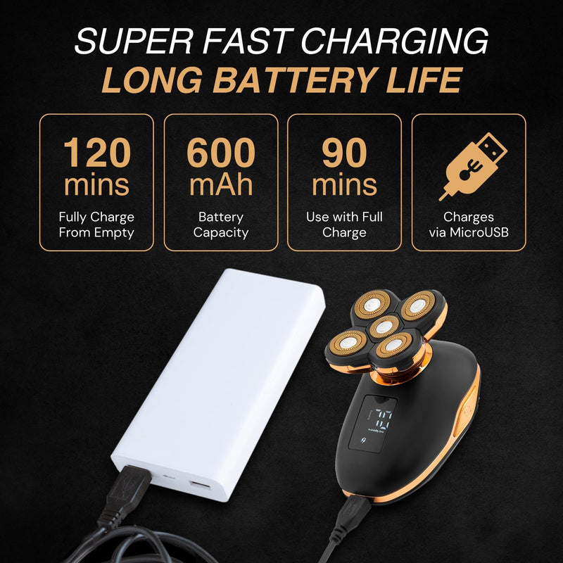 [Australia] - Asani 5 in 1 Electric Razor for Men and Women, USB Rechargeable and Waterproof Cordless Trimmer, Includes Rotating Bald Head Shaver, Nose Hair Trimmer, Beard Shaper, Silicone Brush, & Cleansing Brush 