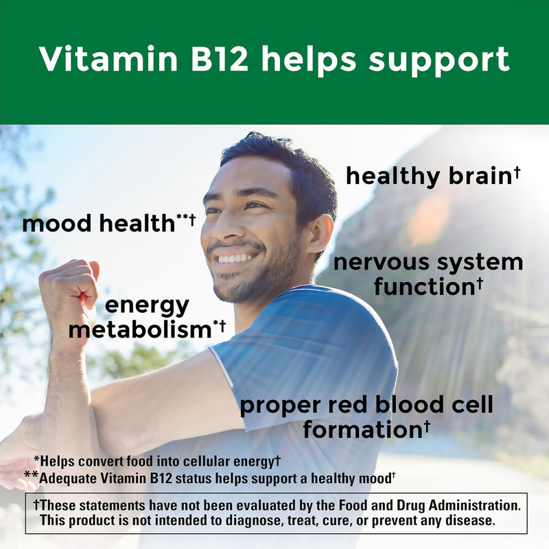 Nature Made Vitamin B12 1000 mcg Time Release Tablets, 160 Tablets | B12 Vitamins for Women and Men, Dietary Supplement for Energy Metabolism Support, Gluten Free, 160 Day Supply Unflavored 160 Count (Pack of 1)