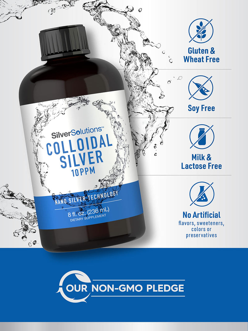 [Australia] - Carlyle Colloidal Silver | 10 PPM | 8 oz (236 mL) | Nano Silver Technology | Vegetarian, Non-GMO, & Gluten Free Supplement | Silver Solutions Unflavored 8 Fl Oz (Pack of 1) 
