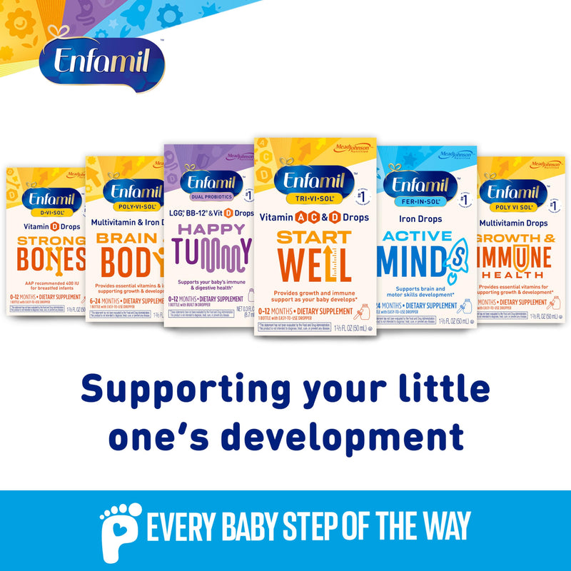 Enfamil Tri-Vi-Sol Infant Multivitamin Drops, Supports Growth & Immune Health for Babies, 50mL Bottle (Pack of 2) 1.69 Fl Oz (Pack of 2)