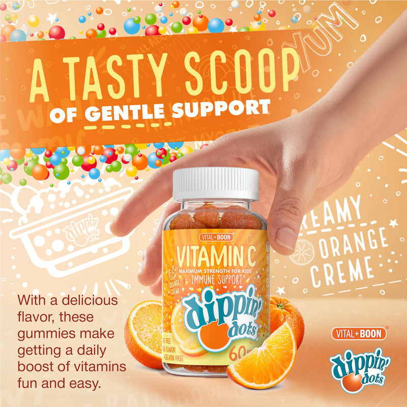 Dippin' Dots Vitamin C Gummies for Adults, 250mg Orange Creme (60 Ct) | Orange Creme vitamin C supplement gummies for daily immune support; maximum strength, vegetarian, whole family, 60-count. 60 Count (Pack of 1)