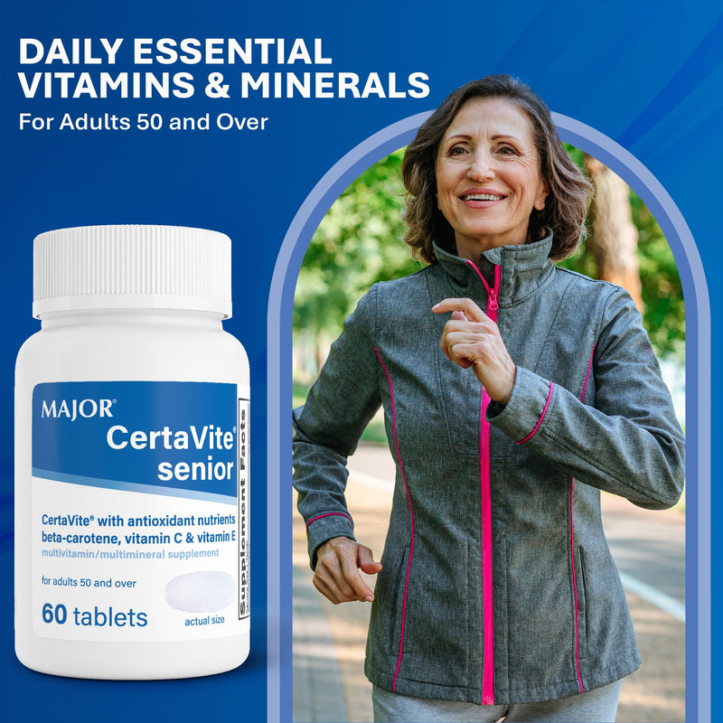 MAJOR CertaVite Senior Multivitamin with Antioxidants, 60 Tablets | Multivitamin for Women and Men With Beta-Carotene, Iron, Vitamin C and E, Supports Immunity, Energy and Vision