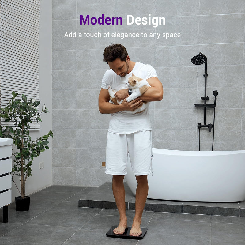 [Australia] - Bathroom Scales Digital Weight, Topnotch Quality 450lb Weight Scale, Most Accurate to 0.05lb, Automatic Weighing Scale for Body Weight, Baby, Pet, Larger LED, Sturdy and Durable Base Machine Black 