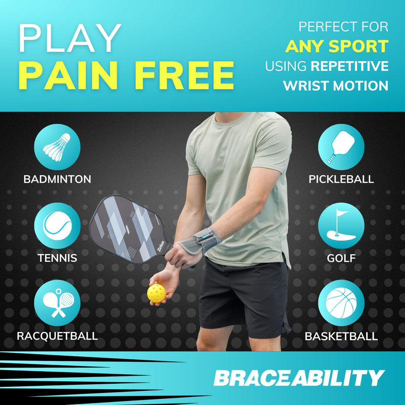 [Australia] - BraceAbility Wrist Support for Men and Women - Tennis and Pickleball Wrist Brace, Sports Injury Relief, Sprained Wrist Recovery, Tendonitis Support, Cycling, Volleyball, Golf - Right Hand (Small) Small 