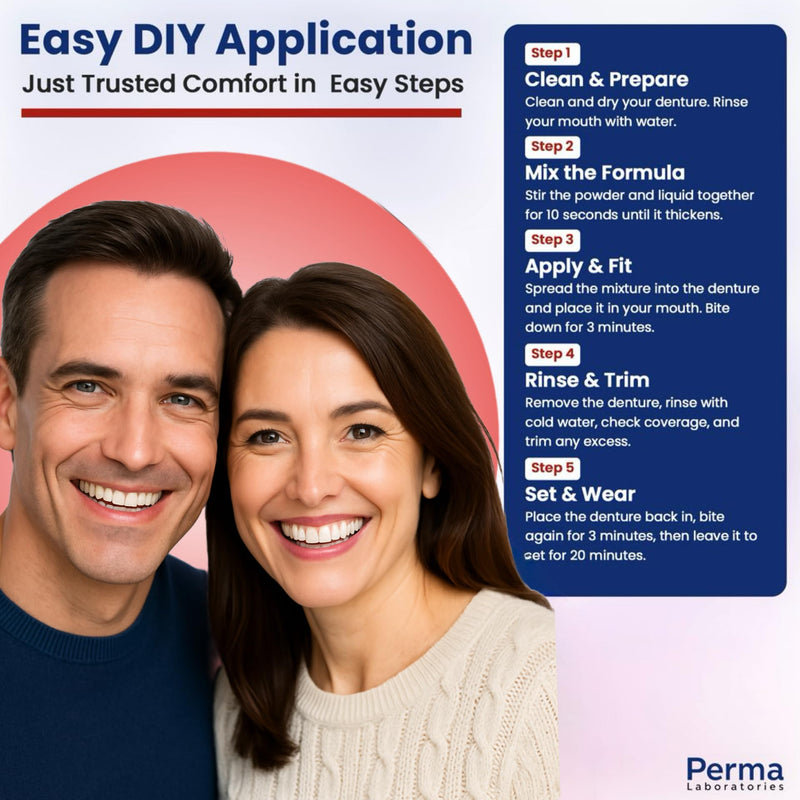 [Australia] - Perma Soft Denture Reliner Kit - Relines 2 Denture Plates - Semi Soft DIY Denture Liner for Upper and Lower 