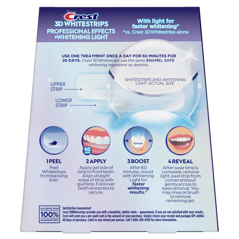 [Australia] - Crest 3D Whitestrips Professional Effects + LED Light – Teeth Whitening Kit, 1 Light + 20 Treatments, Each with 1 Upper/1Lower, 40 Strips – Crest 3DWhite Teeth Whitening Strips 