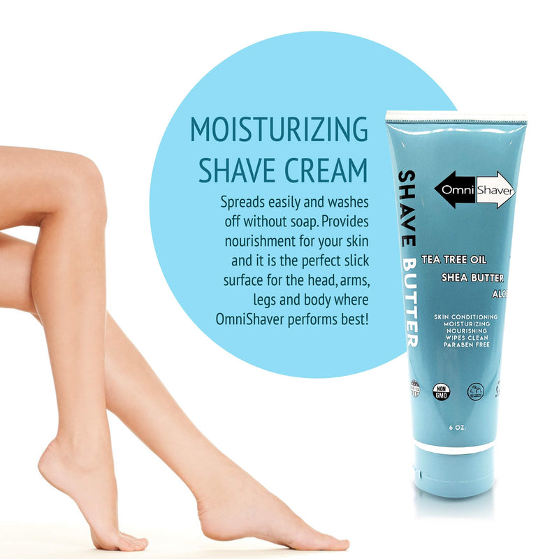 [Australia] - OmniShaver Shave Butter – Moisturizing Shaving Cream for Men & Women | Sensitive Skin Formula | Travel Size 6 oz | Aloe, Tea Tree & Shea Butter - Pack of 1 6 Ounce (Pack of 1) 