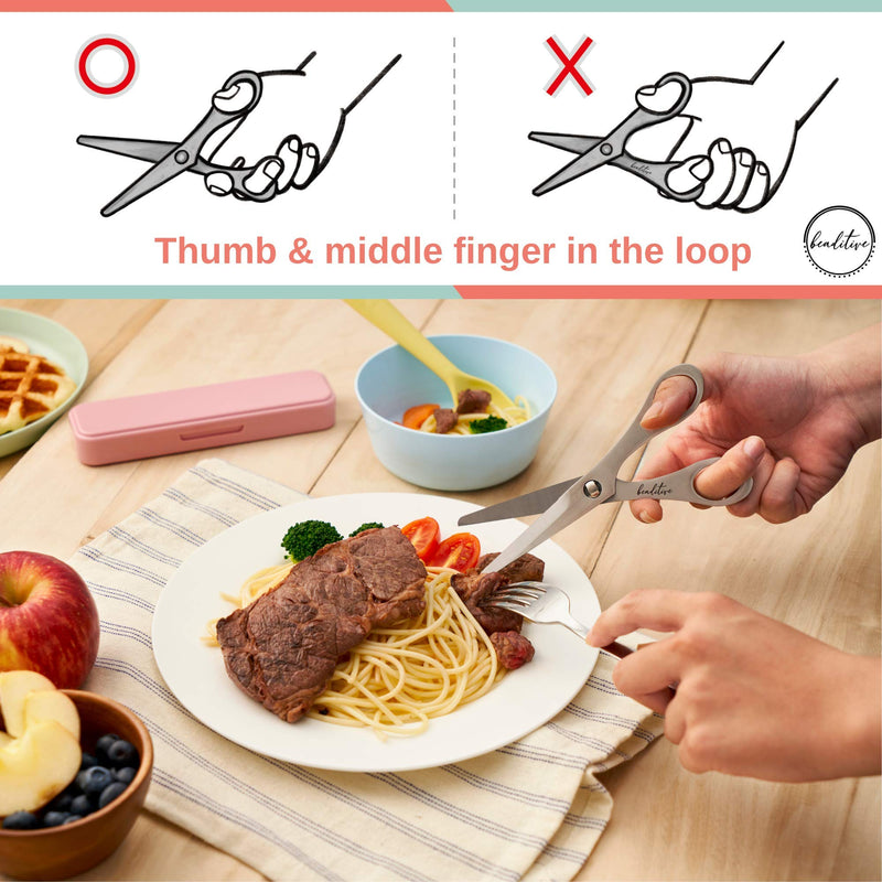 [Australia] - Beaditive Baby Food Scissors - Stainless Steel Toddler Food Cutter with Serrated Blade and Blunt Tip for Safety - Dishwasher Safe Baby Food Shears for Cutting Tiny Bites with Portable Travel Case 