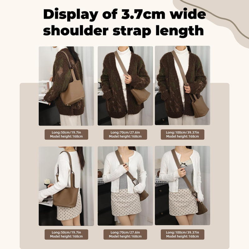 TC Leather Strap for Hermes Picotin/Lindy/Evelyne Bag (Etoupe Grey) | 【39.4 Inch Long, 1.5 Inch Wide, Silver Studs】 Etoupe Grey (Silver Studs) 【1.5 inch Wide】 39.4inch long