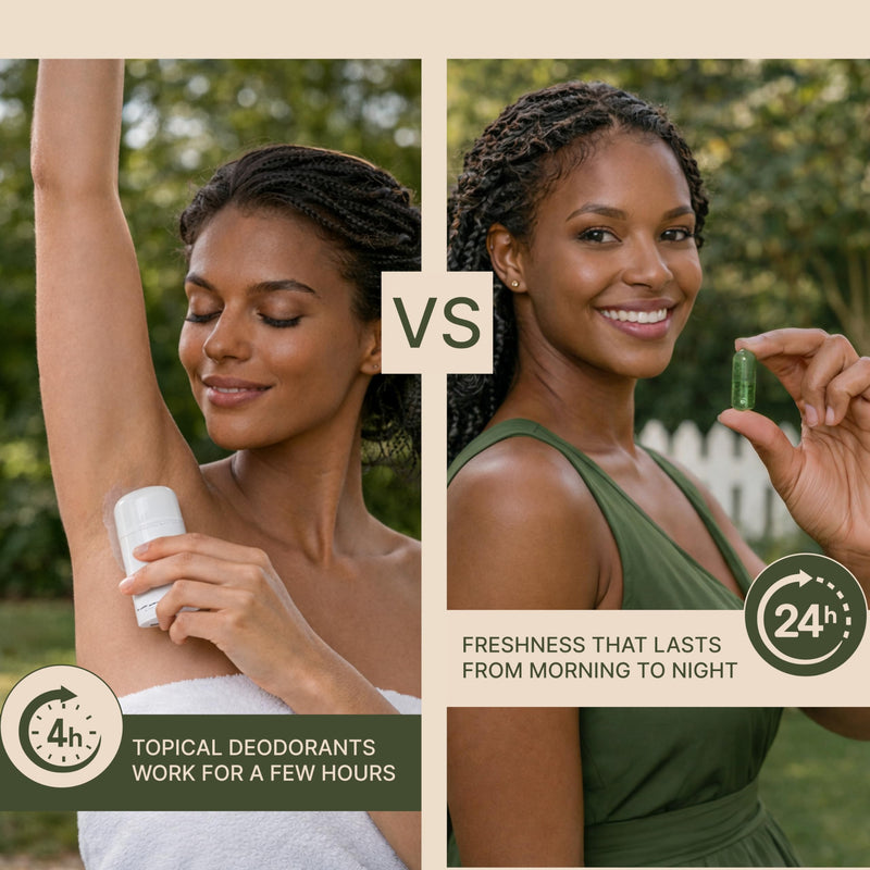 High Strength Chlorophyll Capsules with Parsley Leaf and Peppermint Leaf - Internal Deodorant Support for Fresh Breath, Underarms and Intimate Area - 60 Vegan Capsules