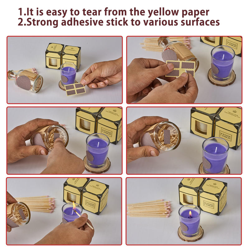 [Australia] - 60 Pcs Match Striker Paper with Adhesive, 3 Sizes of Matches Sticker Striker for Match Holder, Matches for Candles, Matches Box Bulk, Matches in A Jar With Striker, Decorative Match Cloche 