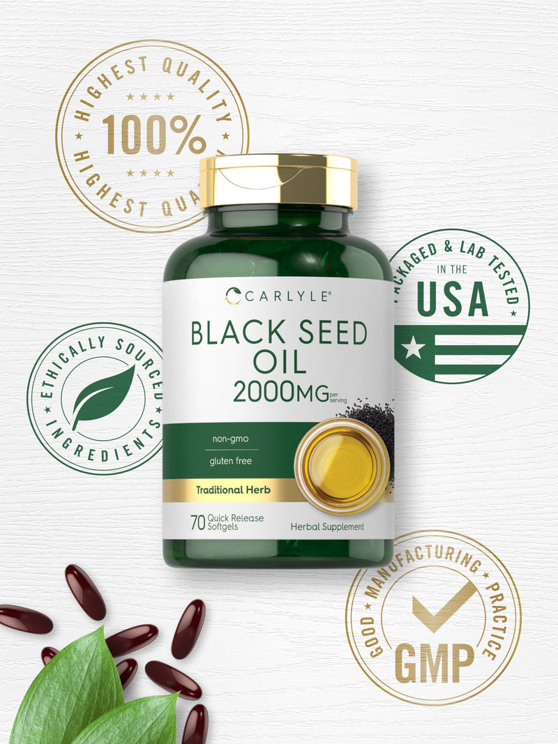 [Australia] - Carlyle Black Seed Oil 2000mg | 70 Softgel Capsules | Non-GMO, Gluten Free Herbal Supplement 