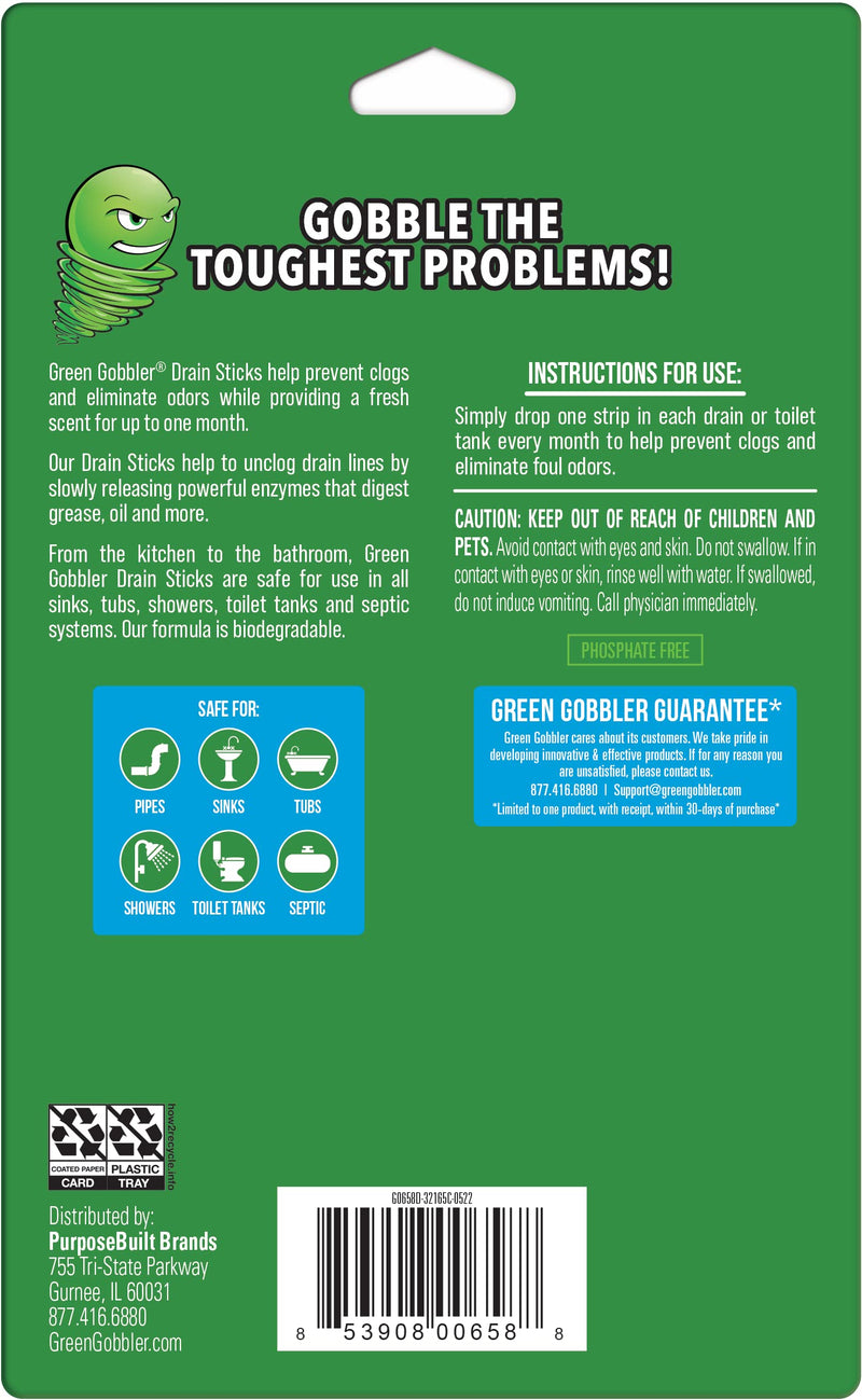 [Australia] - Green Gobbler Drain Cleaner & Deodorizer FRESH SCENT Sticks for Toilet Tanks, Sinks, Bathtub Drains, Washing Machine Drains and Garbage Disposals - 24 Pieces 12 Count (Pack of 2) 
