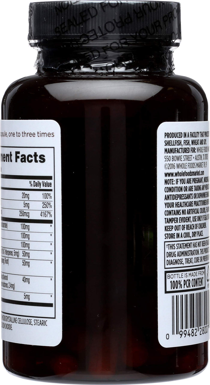 365 by Whole Foods Market, Think Smart with B Vitamins, Amino Acids, Ginkgo, Asian Ginseng, Gotu Kola, & Choline, 120 Capsules 120 Count (Pack of 1)