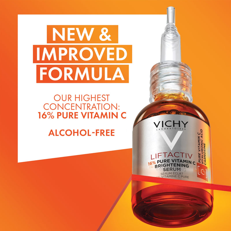 Vichy LiftActiv Vitamin C Serum For Face, Brightening Serum With Pure Vitamin C + Hyaluronic Acid + Vitamin E, Reduces Fine Lines, Smooths Skin Texture, Improves Radiance, Anti Aging Face Serum - New Version (16% Vitamin C) 0.67 Fl Oz (Pack of 1)