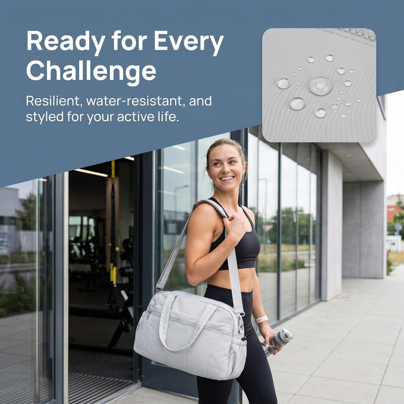 Perphy Travel Duffel Crossbody Bag for Women Men Multi Pocket Yoga Gym Tote with Adjustable Removable Strap Gray 15.7 * 6.3 * 11.0 inches 15.7*6.3*11.0 inches