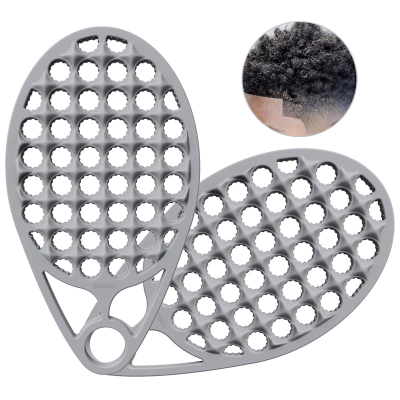 KOUPA Magic Silicone Curly Hair Brush, One Piece Twist Curl Comb for Afro Curls, Washable Hair Tool for Men Women, Grey, 2 Pieces 2 Piece