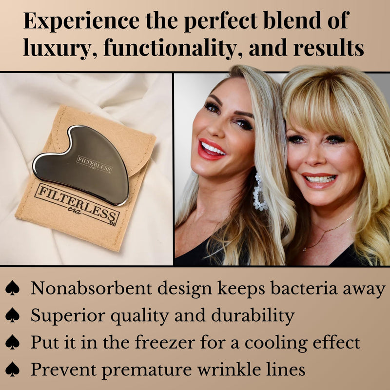 FilterLESS Era Ace of Spades Gua Sha Facial Tool | Stainless Steel Face Massager for Sculpting, Muscle Scraping & Lymphatic Drainage