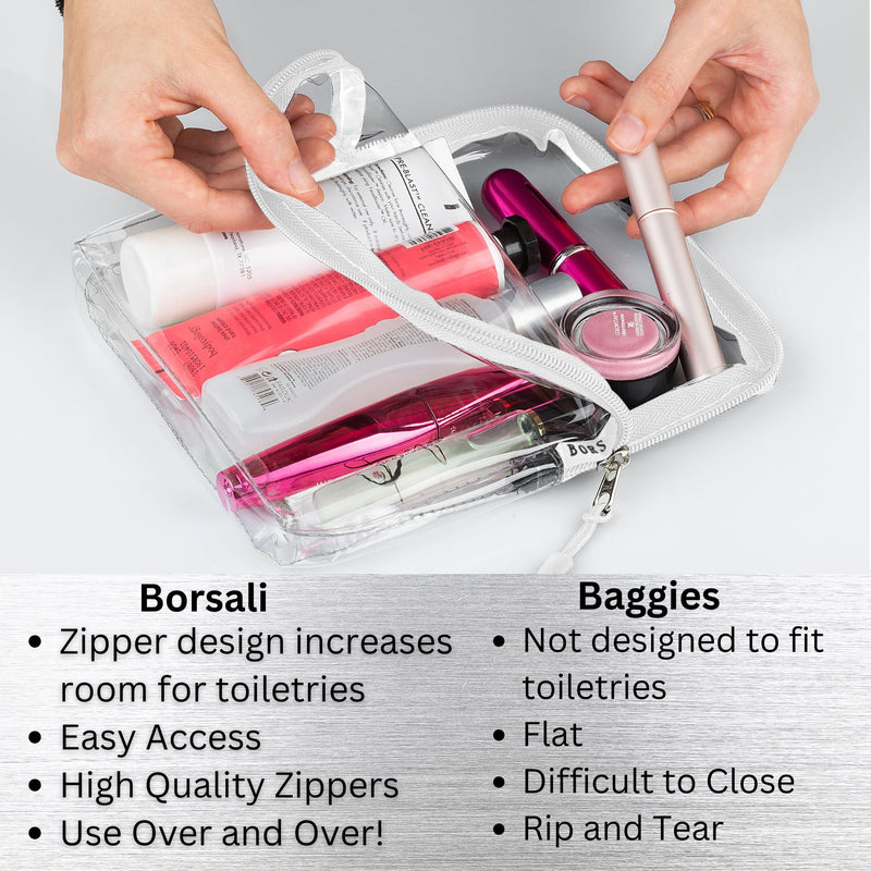 White TSA Quart Size Bag Approved for Carry On Travel with Brown Small Crossbody Bag for Women and Paper Soap Sheets 1 Case with 50 Sheets To Go