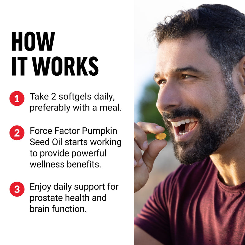 [Australia] - FORCE FACTOR Pumpkin Seed Oil Capsules, Phytosterols Supplement with Essential Fatty Acids, Made with Cold Pressed Pumpkin Oil, Premium Quality, Non-GMO, 100 Softgels 