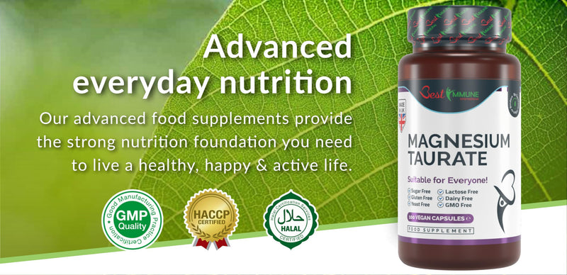 [Australia] - Natural magnesium taurate 500mg premium quality ideal strength 100 vegan capsules highest bioavailability 
