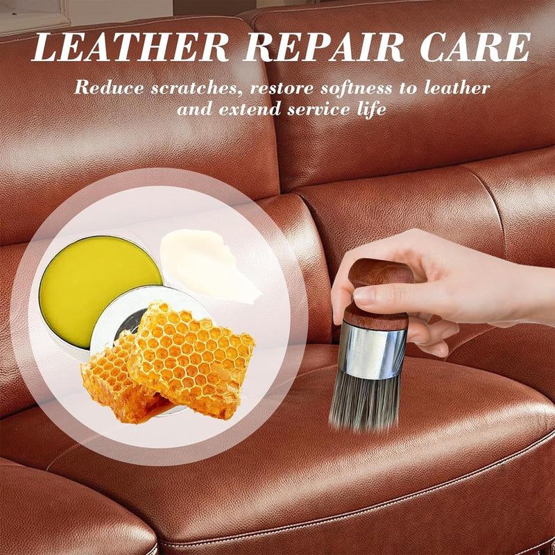 2024 New Furniture Salve for Leather - with 1 Brush and 120 ML Ointment, Leather Home Care Ointment is Suitable for Surface Care of Leather Sofas, Car Leather Seats and Wooden Furniture.