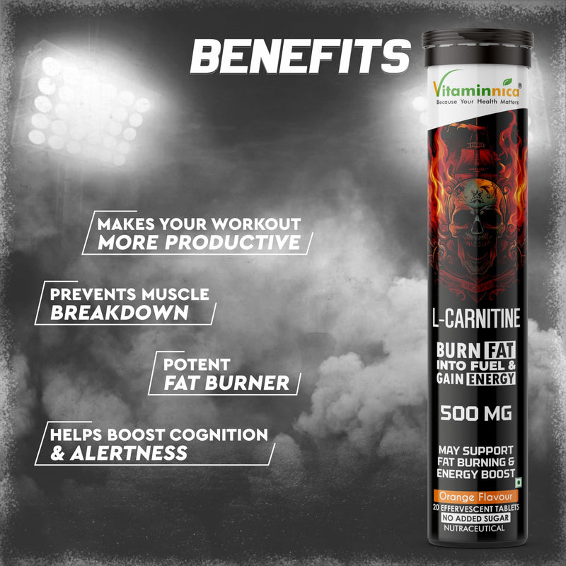 Vitaminnica L-Carnitine | Burn Fat into Fuel & Boost Natural Energy | Supports Weight Management, Endurance & Metabolism | Stimulant-Free Fat Burner | Vegan, Non-GMO, Gluten-Free | Pack 1 1 count (Pack of 1)