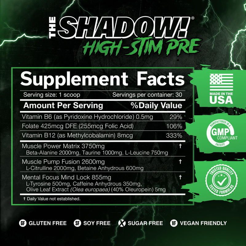 JNX Sports The Shadow! 350mg of Caffeine Hard Core Preworkout - Strawberry Pineapple 30 Servings | Electric Energy, Mental Focus & Superhuman Strength for Men & Women 30 Servings (Pack of 1)