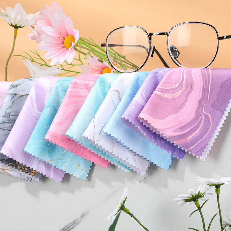 [Australia] - Sinmoe 20 Pcs Microfiber Cleaning Cloth Cute Marble Design Microfiber Cloth Soft Gifts Multicolor Glasses Cleaner Wipes for Eyeglasses Camera Lens Cell Phone Screens Glasses, 6 x 6 Inches 