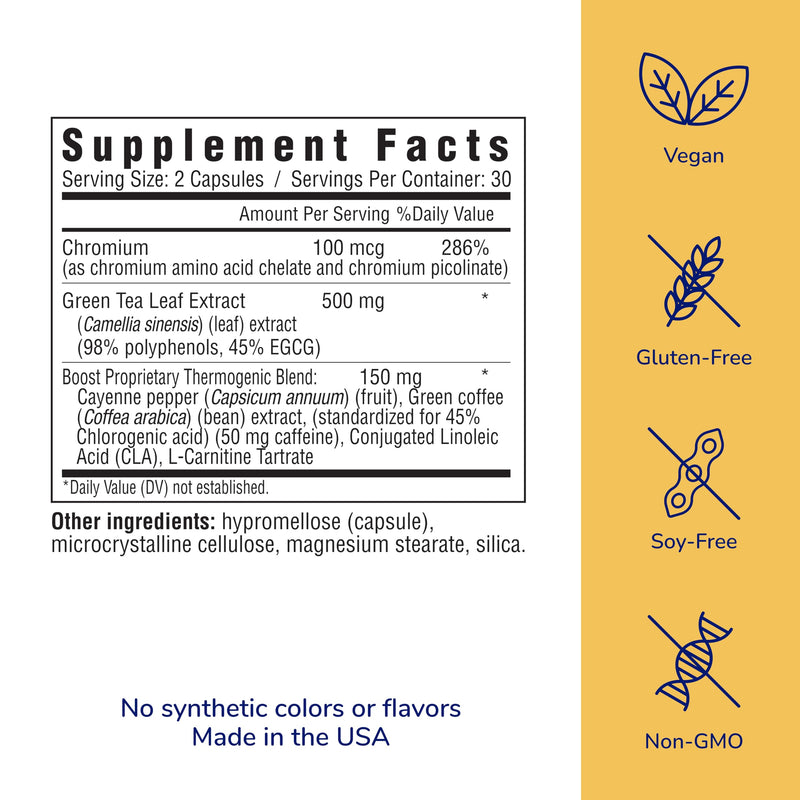 [Australia] - her own Boost, Helps Boost Energy, Supports Metabolism, Proprietary Thermogenic Blend, Green Tea Leaf Extract, Gluten and Soy Free, Vegan, 60 Capsules, 30 Servings, Small, Multi 