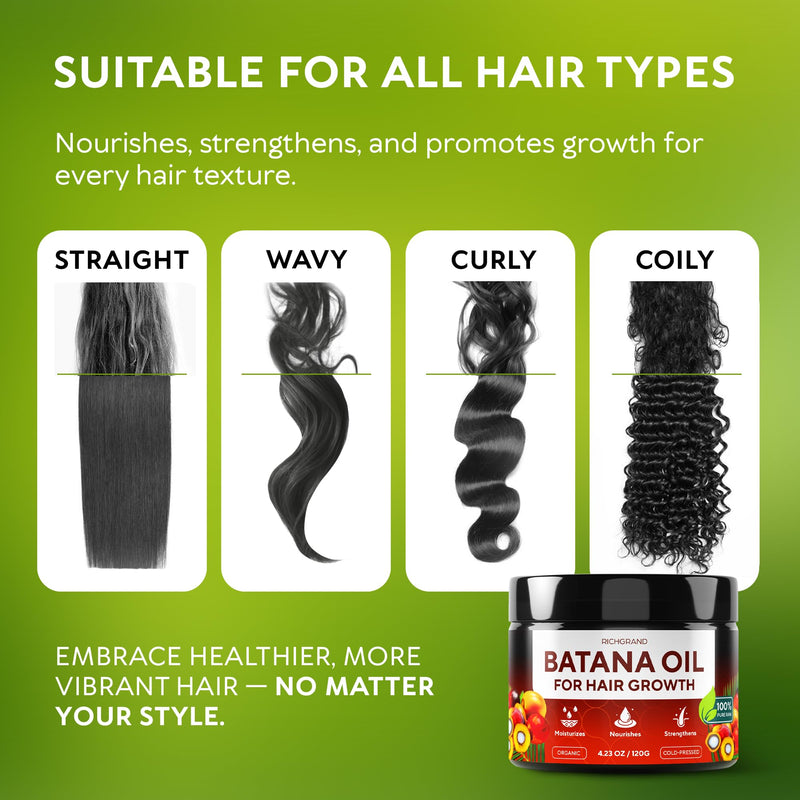 Batana Oil for Hair Growth - 100% Raw & Organic Unrefined Batana Oil - Cold Pressed Hair Mask for Scalp Health, Thicker Hair & Split Ends Repair - Natural & Pure (4.23 oz) 4.23 Fl Oz