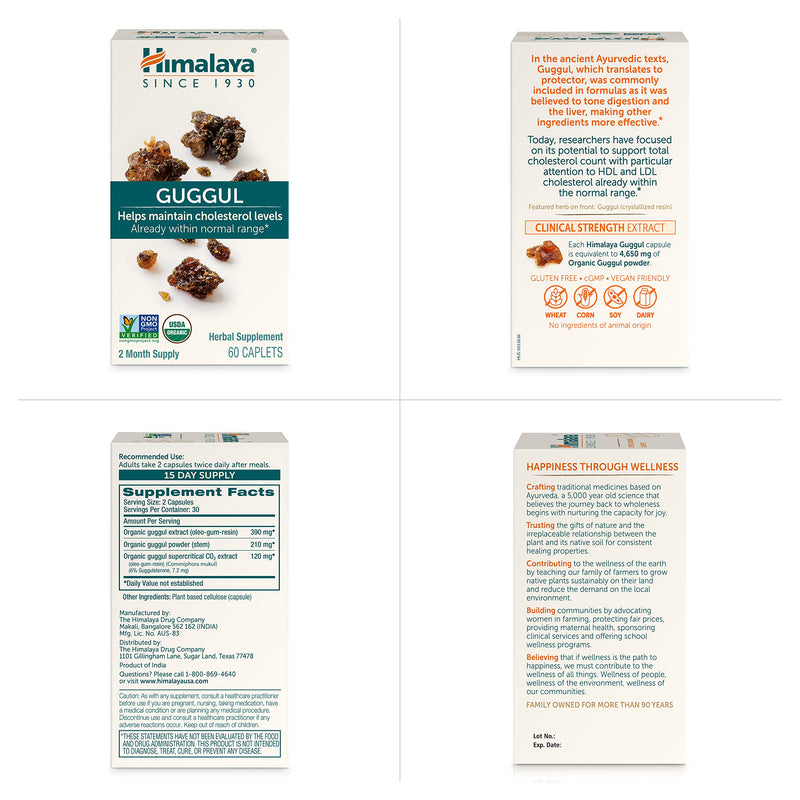 [Australia] - Himalaya Guggul - Herbal Liver Support for Liver Detox, Cholesterol, HDL & LDL Support - Vegan, Non-GMO, Gluten Free, 720 mg, 60 Capsules 60 Count (Pack of 1) 