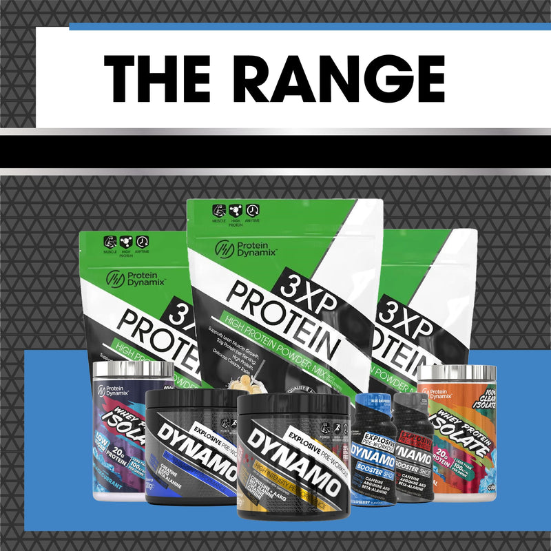 Protein Dynamix - Dynamo Pre Workout - High Intensity Performance - Blue Raspberry - 3000mg Citrulline + AAKG • 2500mg Beta Alanine • 2000mg Creatine • 250mg Caffeine • 200g (Pack of 2) 20 Servings (Pack of 2)