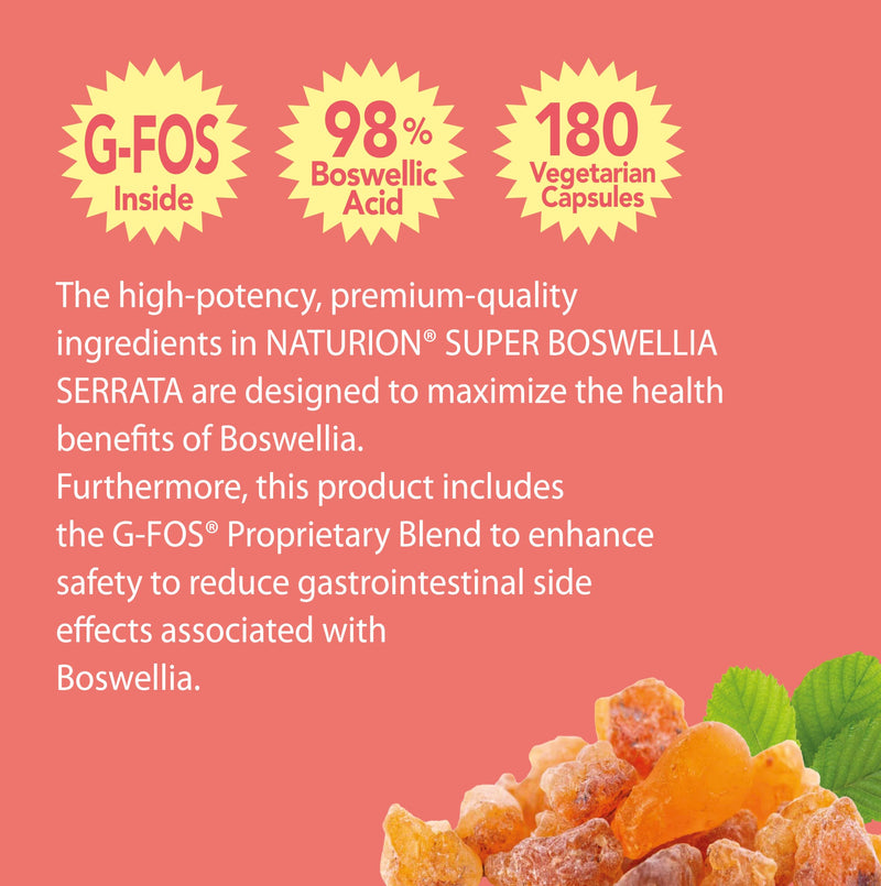 [Australia] - Super Boswellia Serrata with G-FOS - 98% Boswellic Acid - Supports Joint & Mobility Health - 180 Vegan Capsules, 180 Day Supply 180 Count (Pack of 1) 