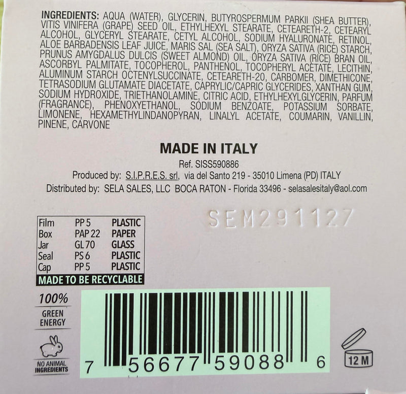 Delfanti Milano, Retinol Pro Advance Day Cream with Dead Sea Salts and Vitamin B, Anti Aging Moisturizer for Face and Neck, Made in Italy, 1.7 oz 50 mL