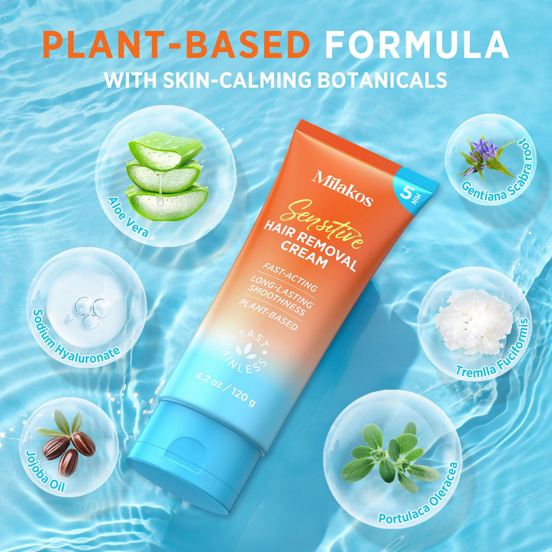[Australia] - Hair Removal Cream for Women – Painless Depilatory Cream for Legs, Arms, Underarms & Bikini Line – 5 Minute Fast Acting Hair Remover with Aloe Vera & Argan Oil – Gentle on Sensitive Skin 4.2 Fl Oz (Pack of 1) 