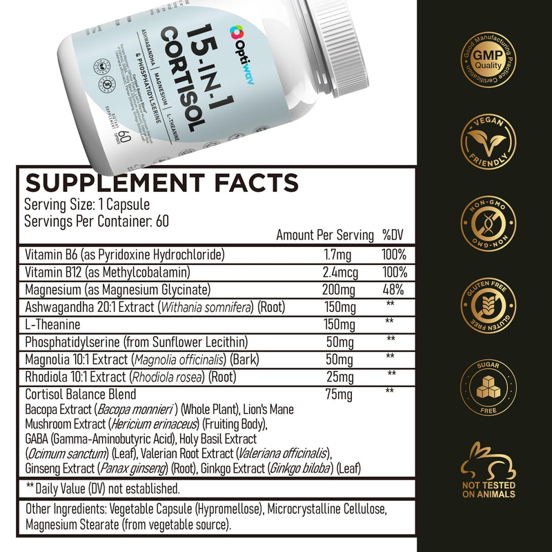 [Australia] - Cortisol Detox Supplement for Women Men - Control & Lowering High Cortisol Level - Balance Calm Stress Relief Cleanse Adrenal Health Support - Magnesium Ashwagandha Cortisol Blocker Reducer 