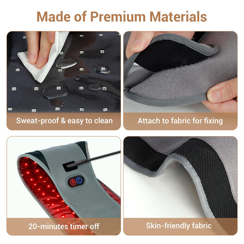 Comfytemp Red Light Belt with 126 LEDs, 660nm & 850nm, 22W(Corded) | Wearable Near Infrared Light Wrap with Timer, Home Office Use, Wasit Belly Birthday Gifts for Women Men Mom Dad Gray