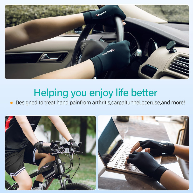 [Australia] - Micro-Pressure Sensation Arthritis Gloves, Fingerless Non-Slip Breathable Gloves for Arthritis Carpal Tunnel Pain Relief, Hand Pain, Fit Women & Men | Medium Black 