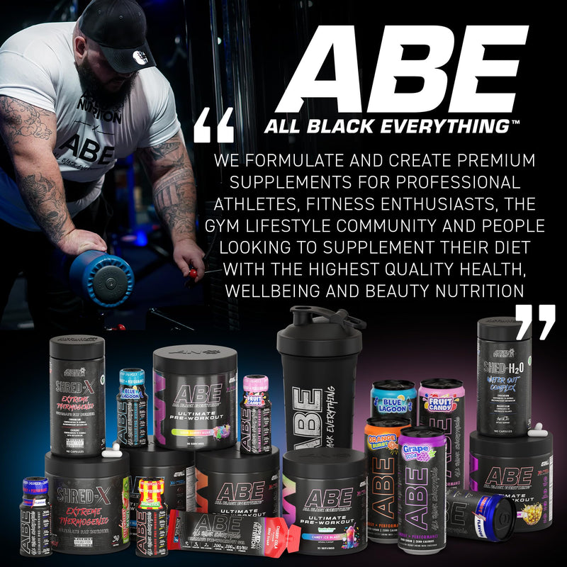 Applied Nutrition Bundle ABE Pre Workout 375g + 700ml Protein Shaker | All Black Everything Pre Workout Powder, Energy & Physical Performance with Creatine, Beta Alanine (Candy Ice Blast) Candy Ice Blast
