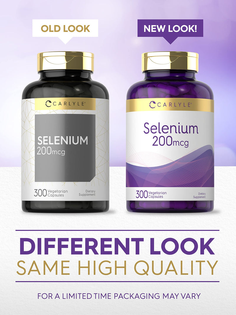 [Australia] - Carlyle Yeast Free Selenium Supplement | 200mcg | 300 Capsules | Vegetarian, Non-GMO, and Gluten Free Mineral Formula | L-Selenomethionine | Value Size 300 Count (Pack of 1) 