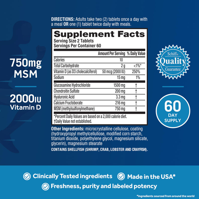 Move Free Advanced Glucosamine Chondroitin MSM + Vitamin D3-120 ct | Joint Support Supplement, Supports Mobility Comfort Strength Flexibility & Bone + Immune Health, 120 tablets (40 Servings) 1