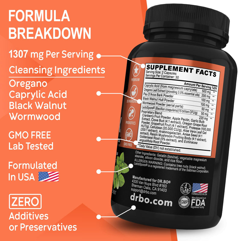 [Australia] - Candida Cleanse Detox for Women & Men - Candi Detox Support Supplement Pills Kit, Anti Overgrowth Gut Balance Probiotic Flora Complex Supplements - Natural Oral Herbal Oregano & Caprylic Acid Capsules 